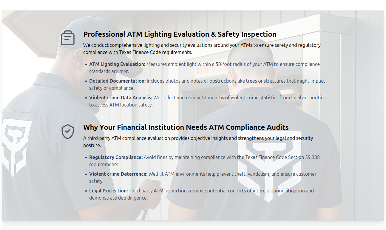 Example image of ATM Safety Expert's website Hero section